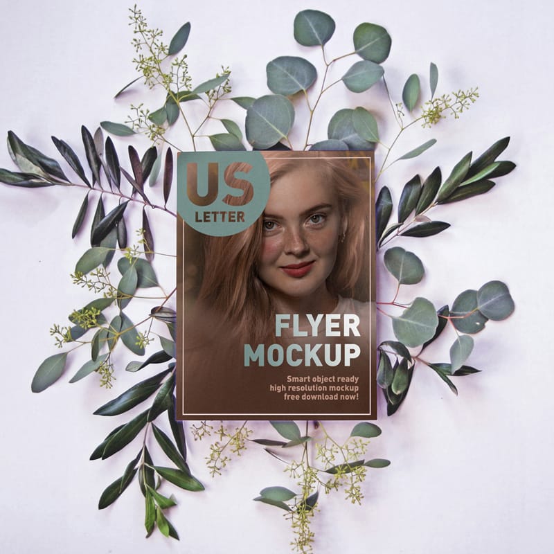 With Leaves US Letter Flyer Mockup PSD