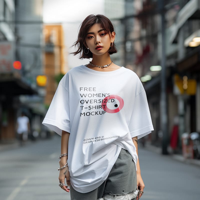 Women’s Oversized T-Shirt Mockup PSD