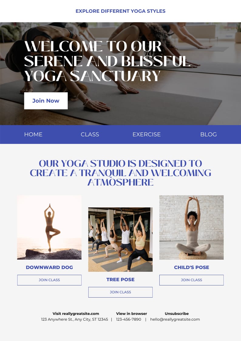 Yoga Fitness Email Newsletter Template