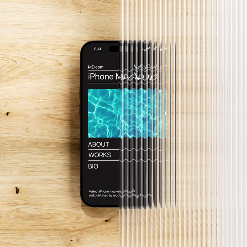 iPhone 15 with Glass Mockup PSD