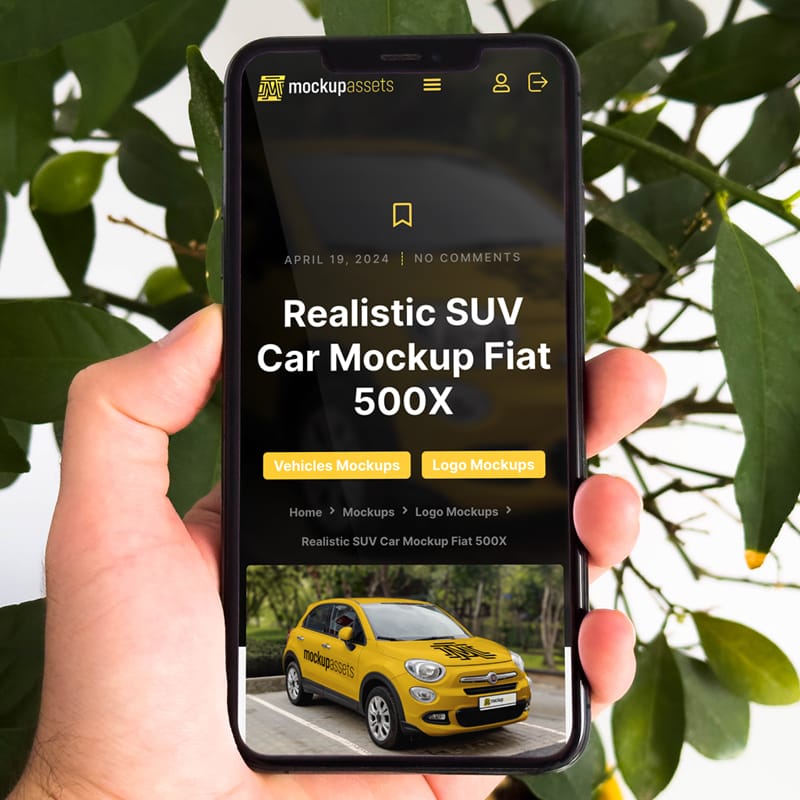 iPhone Device Mockup Held in Hand PSD