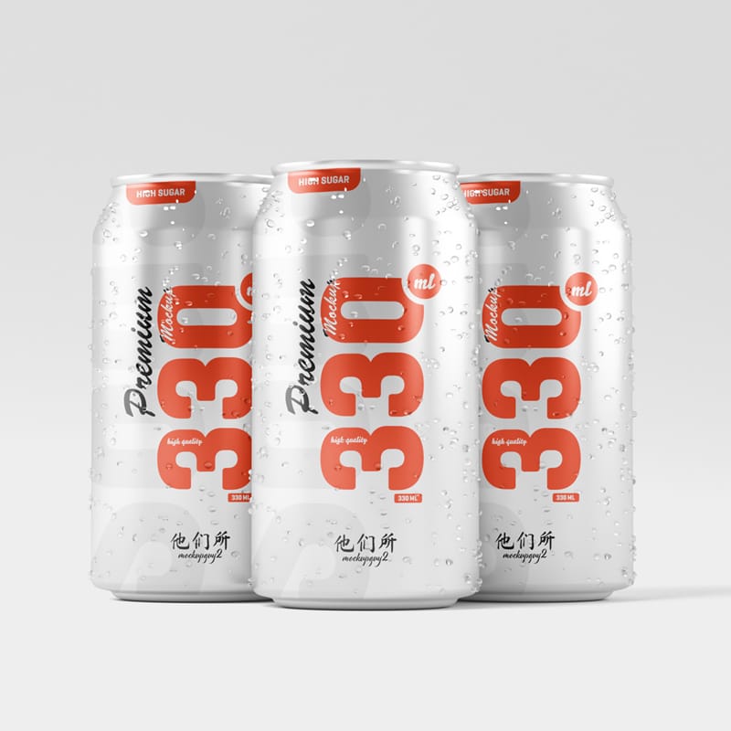 330ml Soda Can Mockup Set PSD