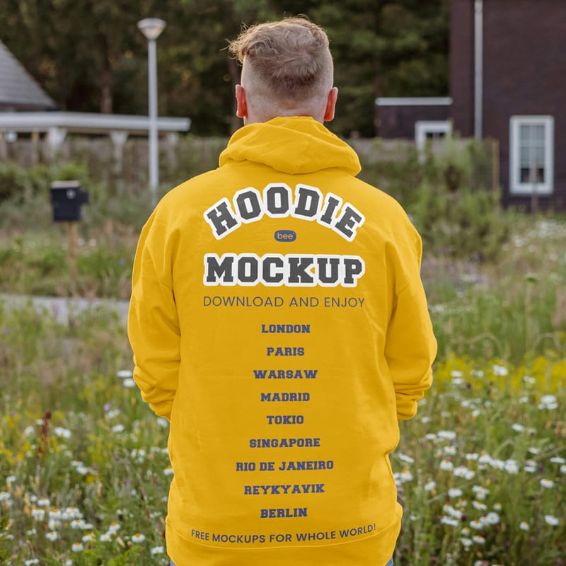 Back Oversize Hoodie Mockup PSD