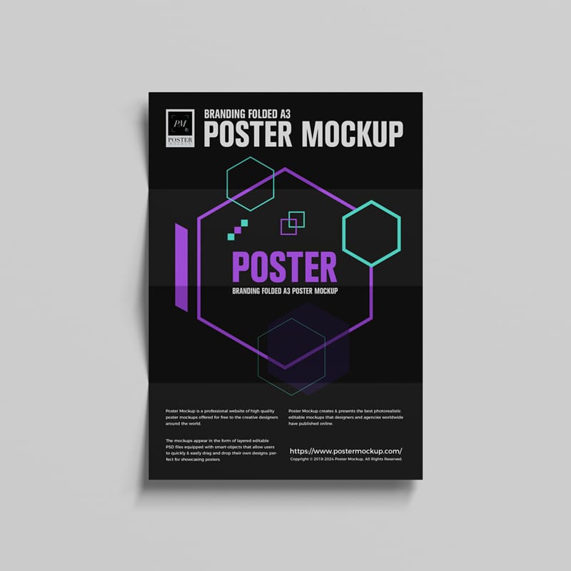 Branding Folded A3 Poster Mockup PSD