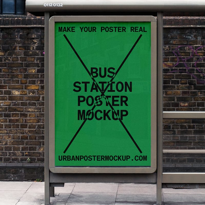 Bus Station Poster Mockup PSD