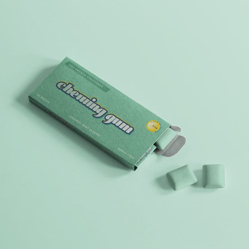 Free Chewing Gum Box Package Mockup PSD