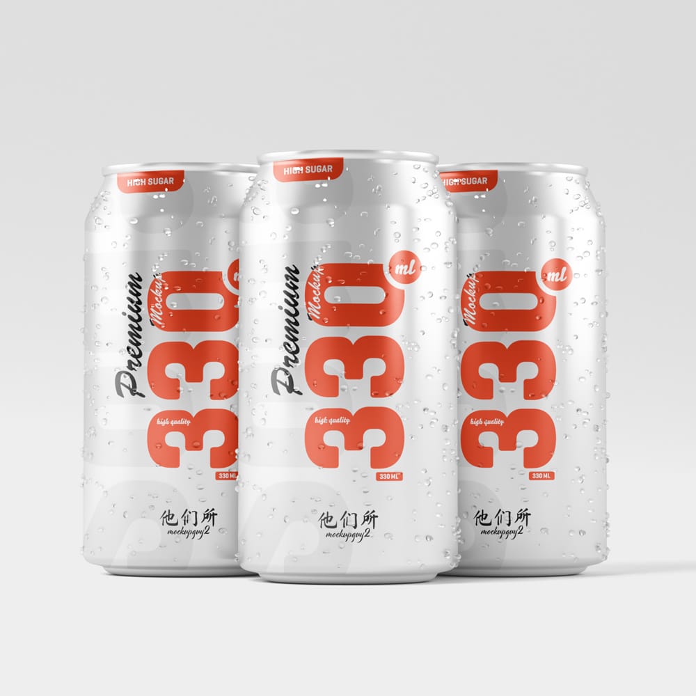 Free 330ml Soda Can Mockup Set PSD