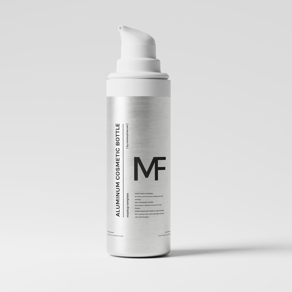 Free Aluminum Pump Bottle Mockup PSD