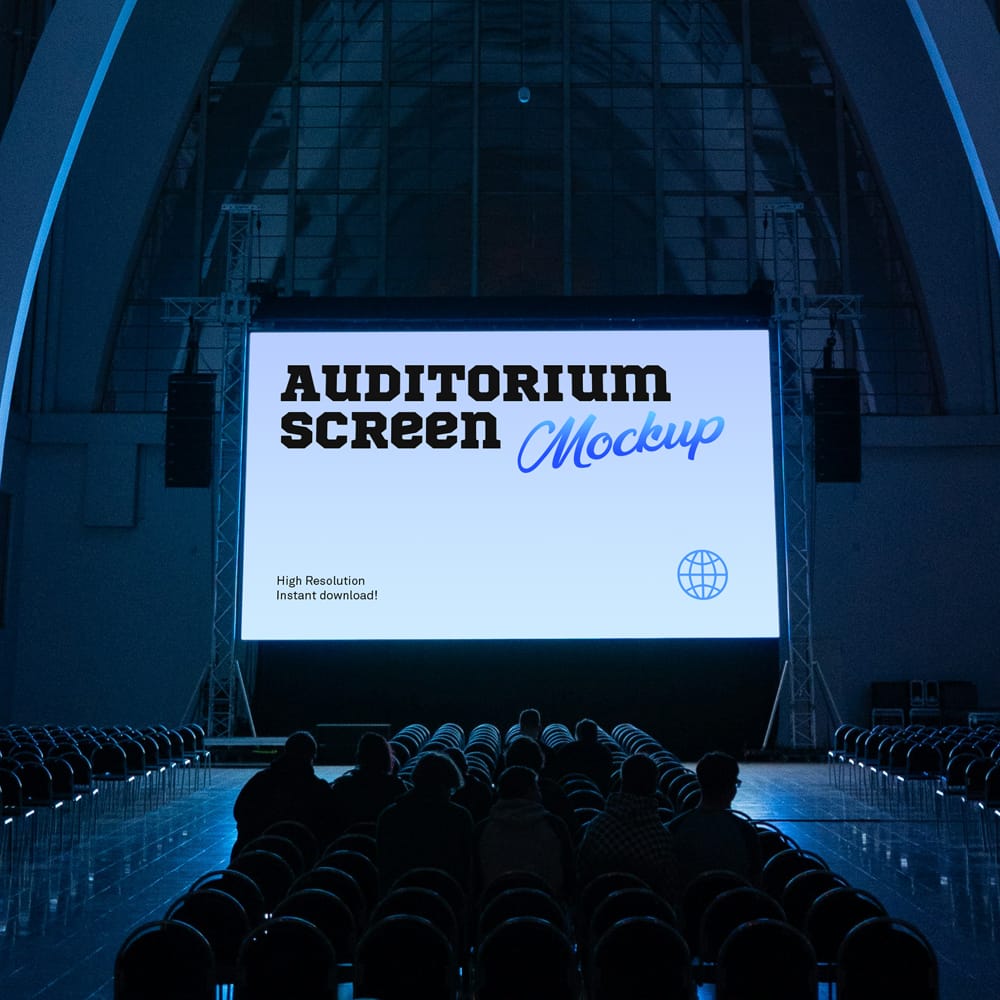 Free Auditorium Screen Mockup PSD