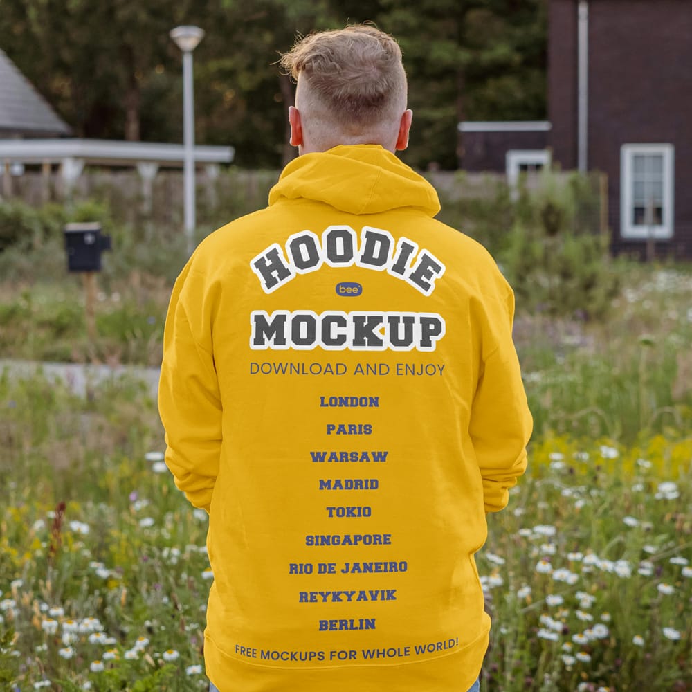 Free Back Oversize Hoodie Mockup PSD