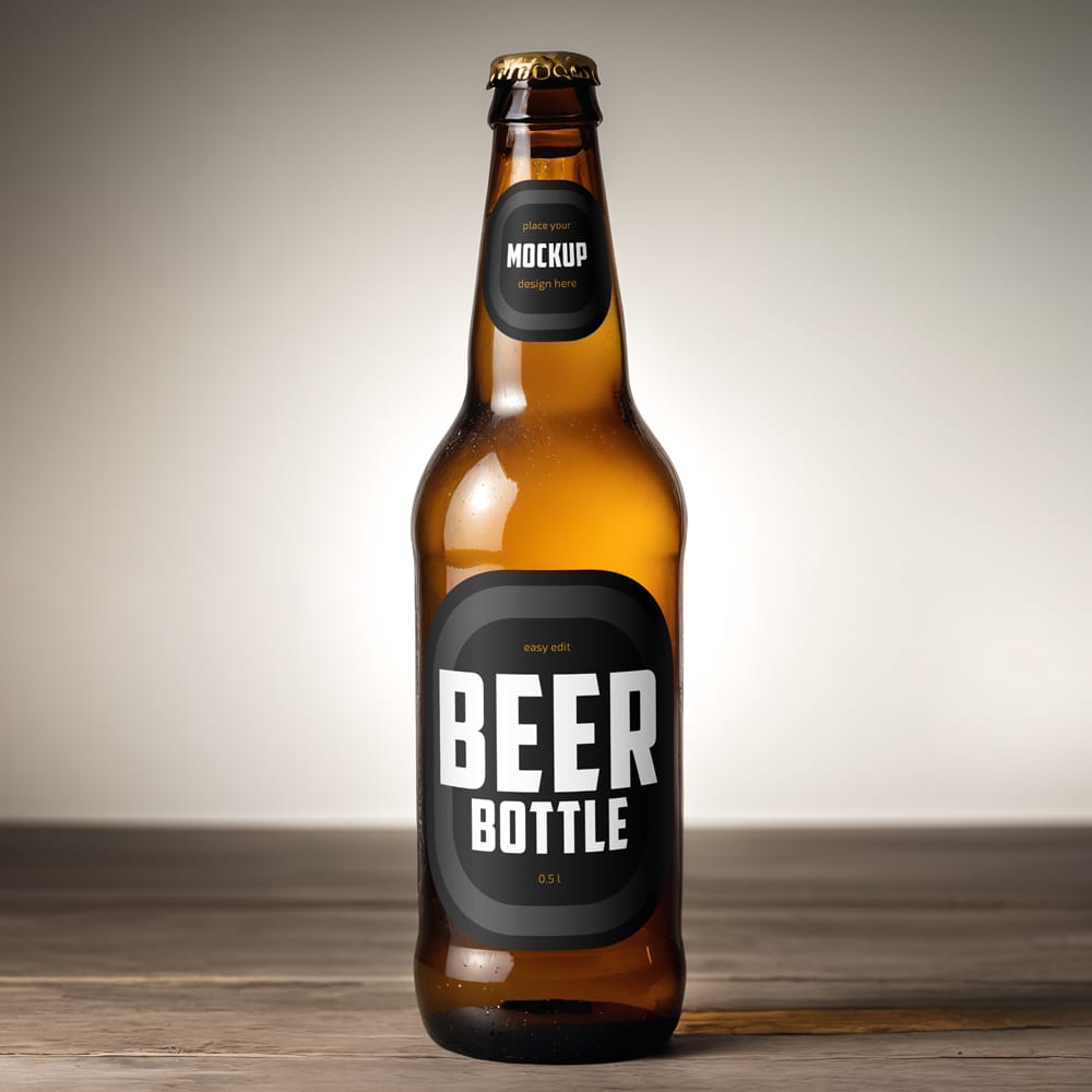 Free Beer Bottle Mockup Design PSD