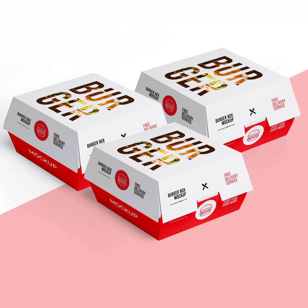 Free Burger Box Mockup PSD 1