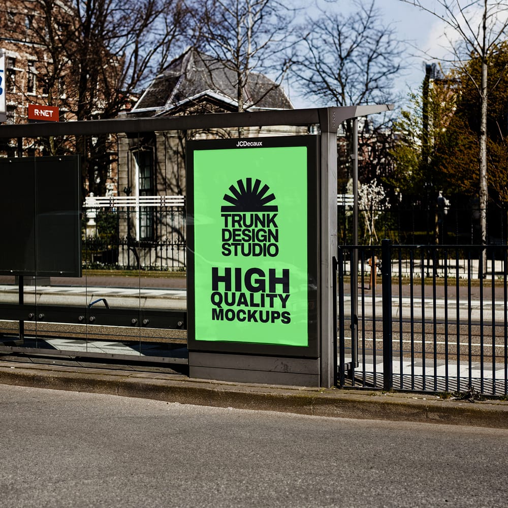 Free Bus Stand Poster Mockup PSD