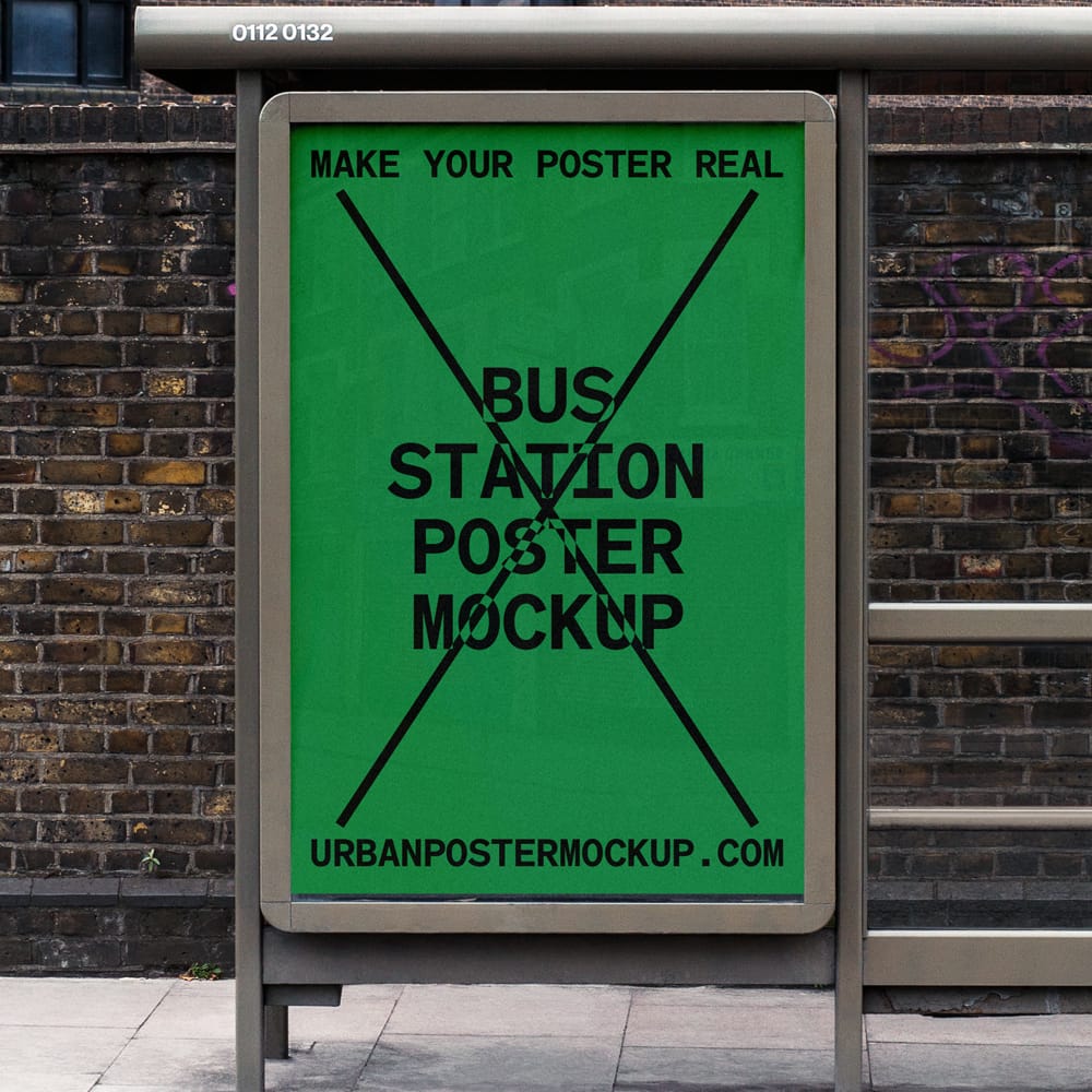 Free Bus Station Poster Mockup PSD