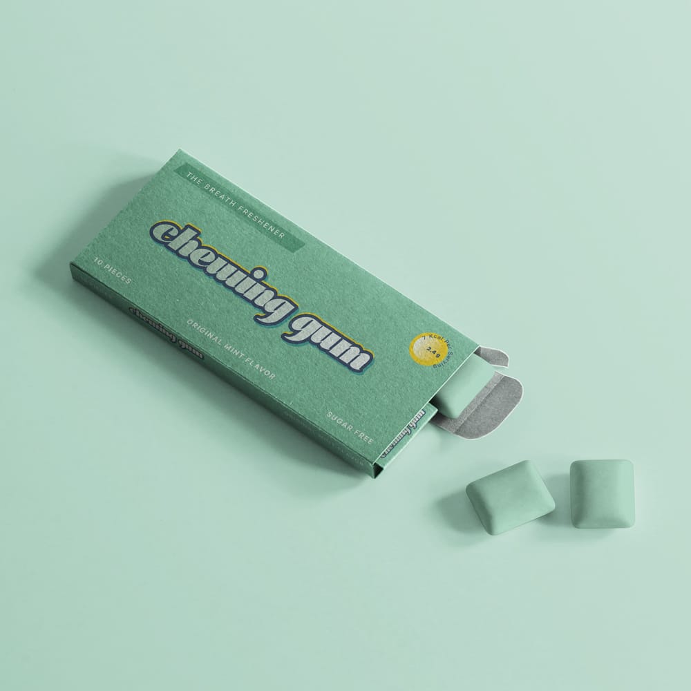 Free Chewing Gum Box Package Mockup PSD