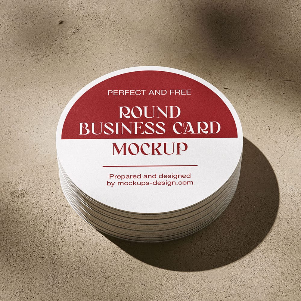 Free Circle Business Card Mockup Template PSD