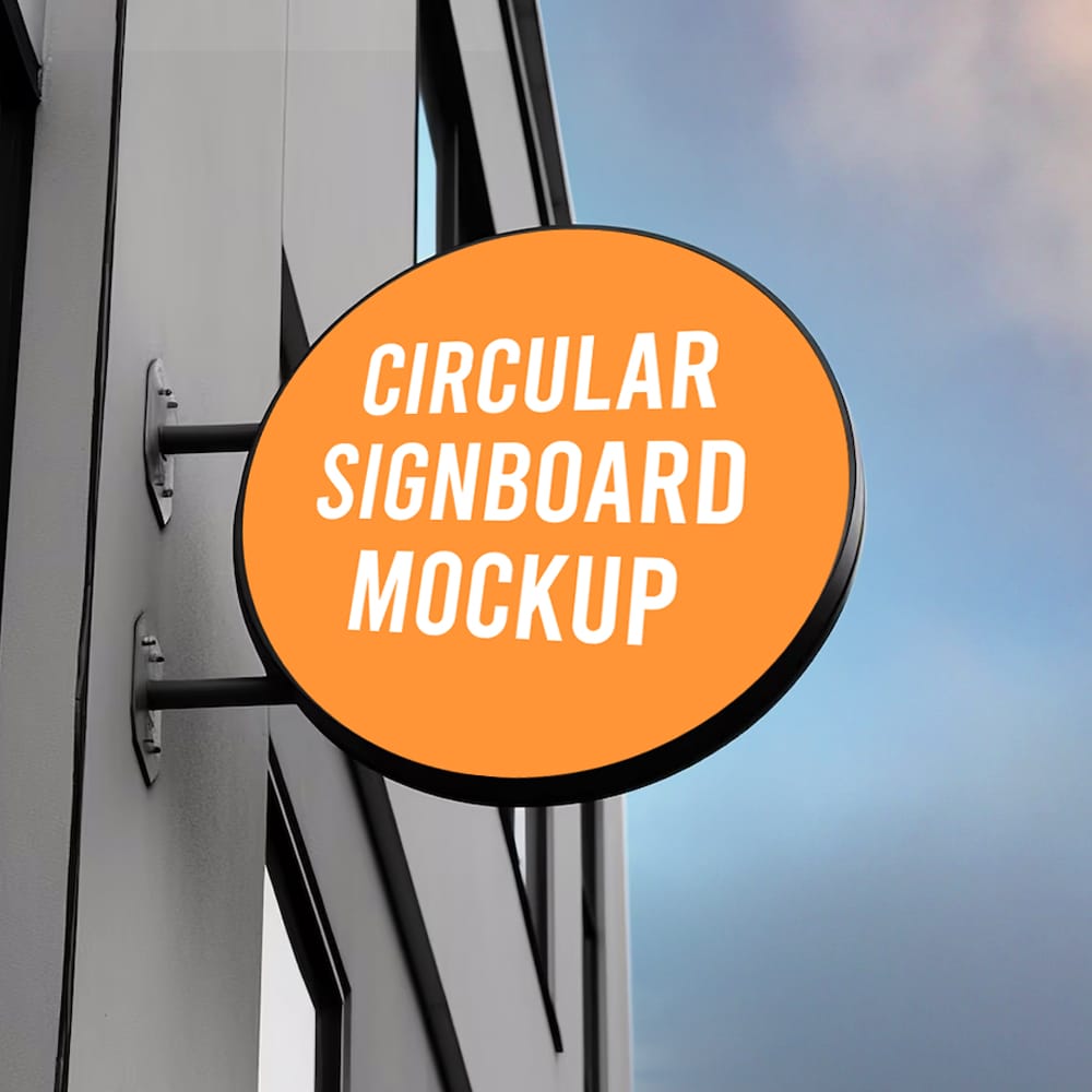 Free Circular Signboard Mockup PSD