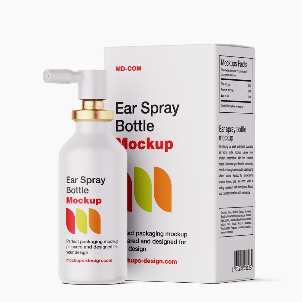 Free Ear Bottle Spray Mockup PSD