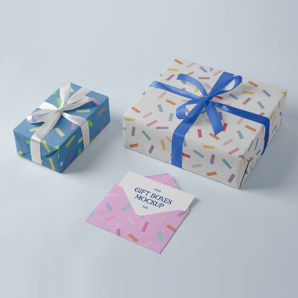 Free Gift Box Mockup Design PSD