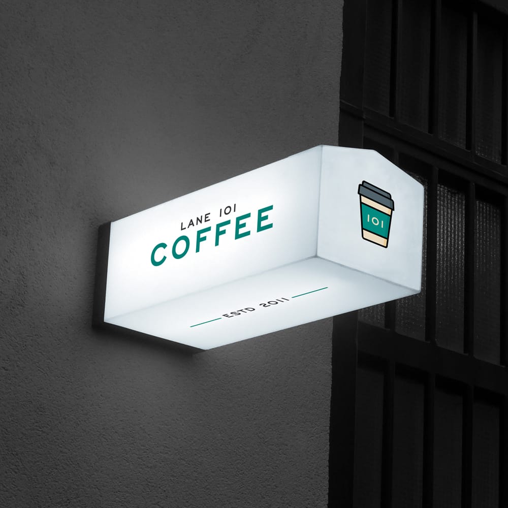 Free Illuminated Signboard Mockup PSD