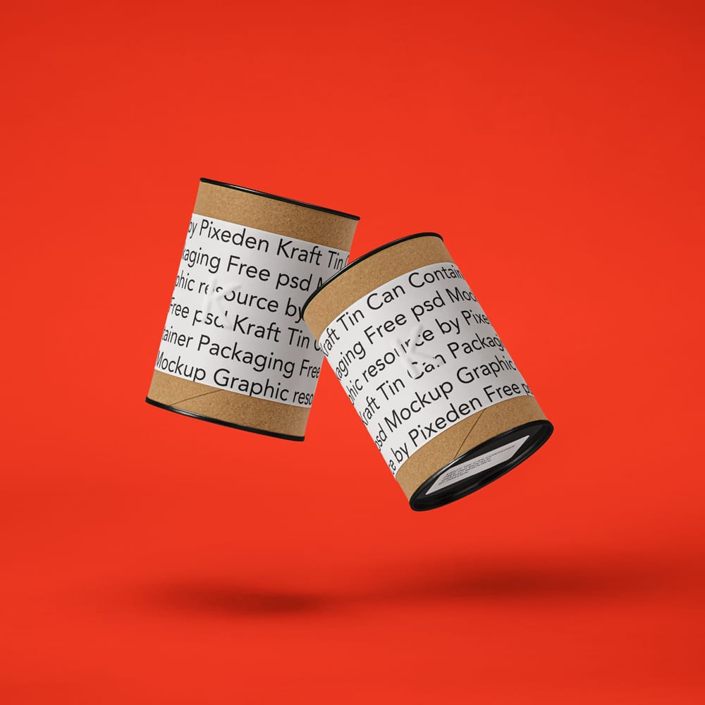 Free Kraft Container Tin Can Mockup PSD