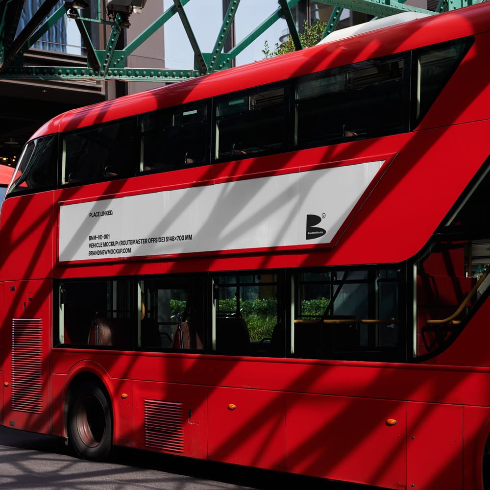 Free London Bus Vehicle Mockup PSD