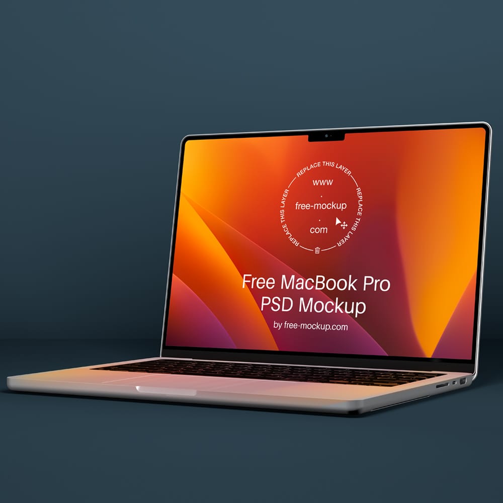 Free MacBook Pro 14-in Mockup PSD