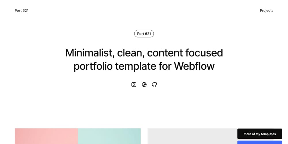 Free Minimalist Portfolio Webflow Template