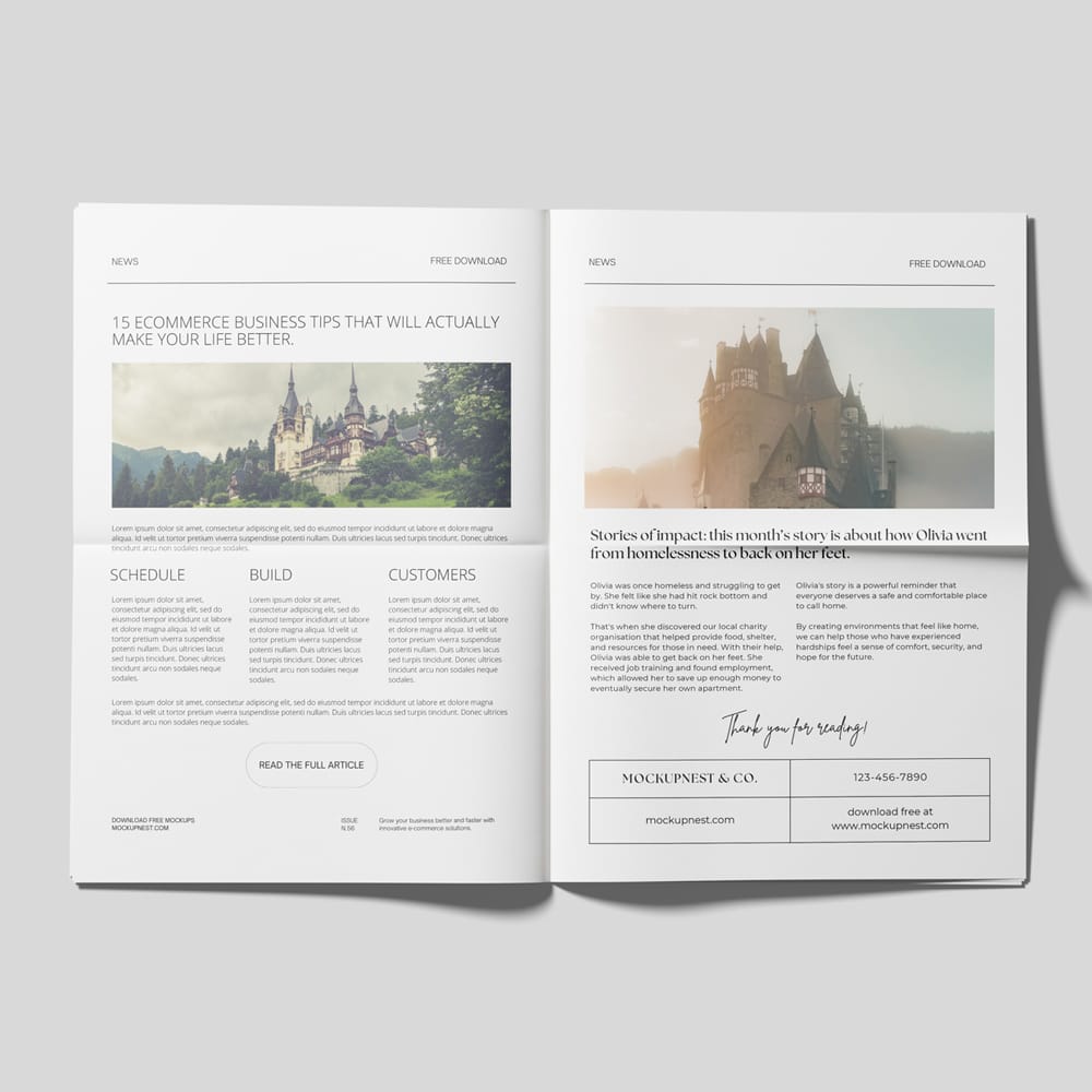 Free Newspaper Mockup On White Background PSD