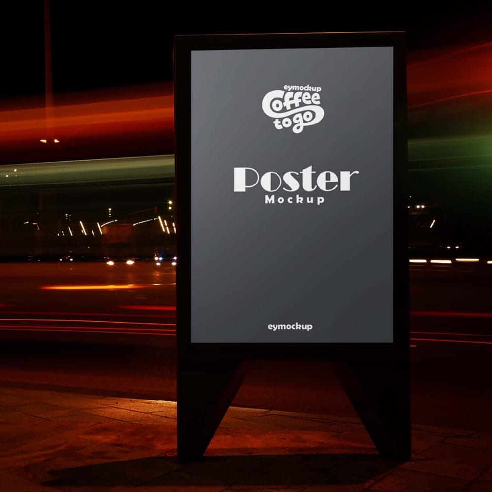 Free Night Light Poster Mockup PSD