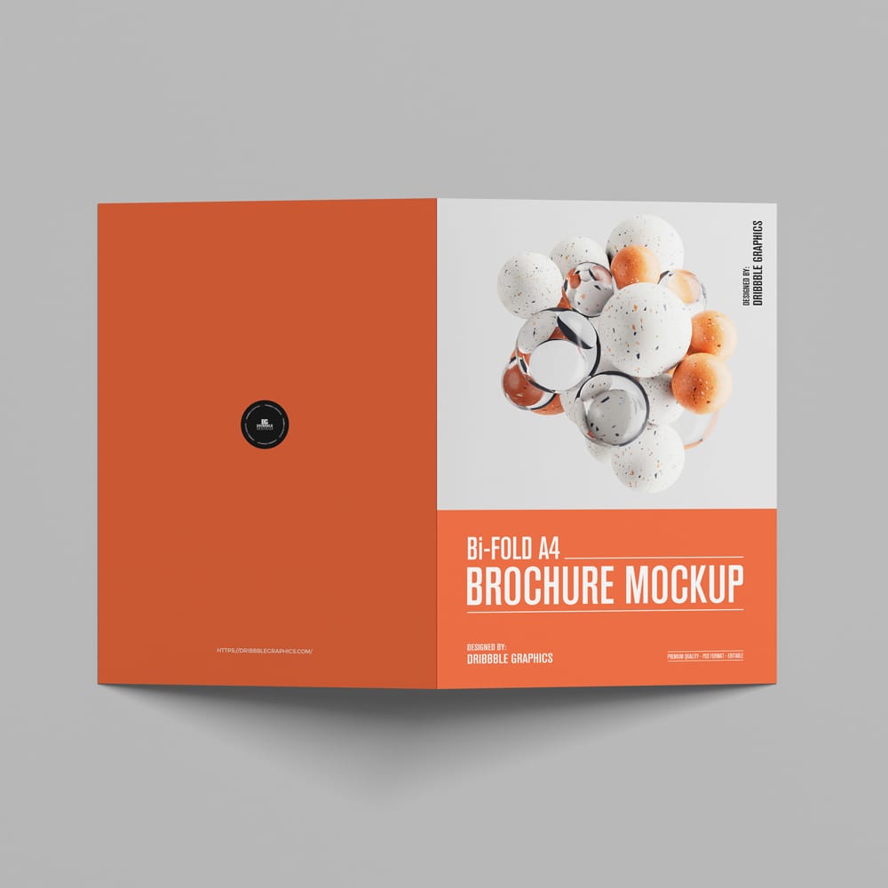 Free Premium Bi-Fold A4 Brochure Mockup PSD