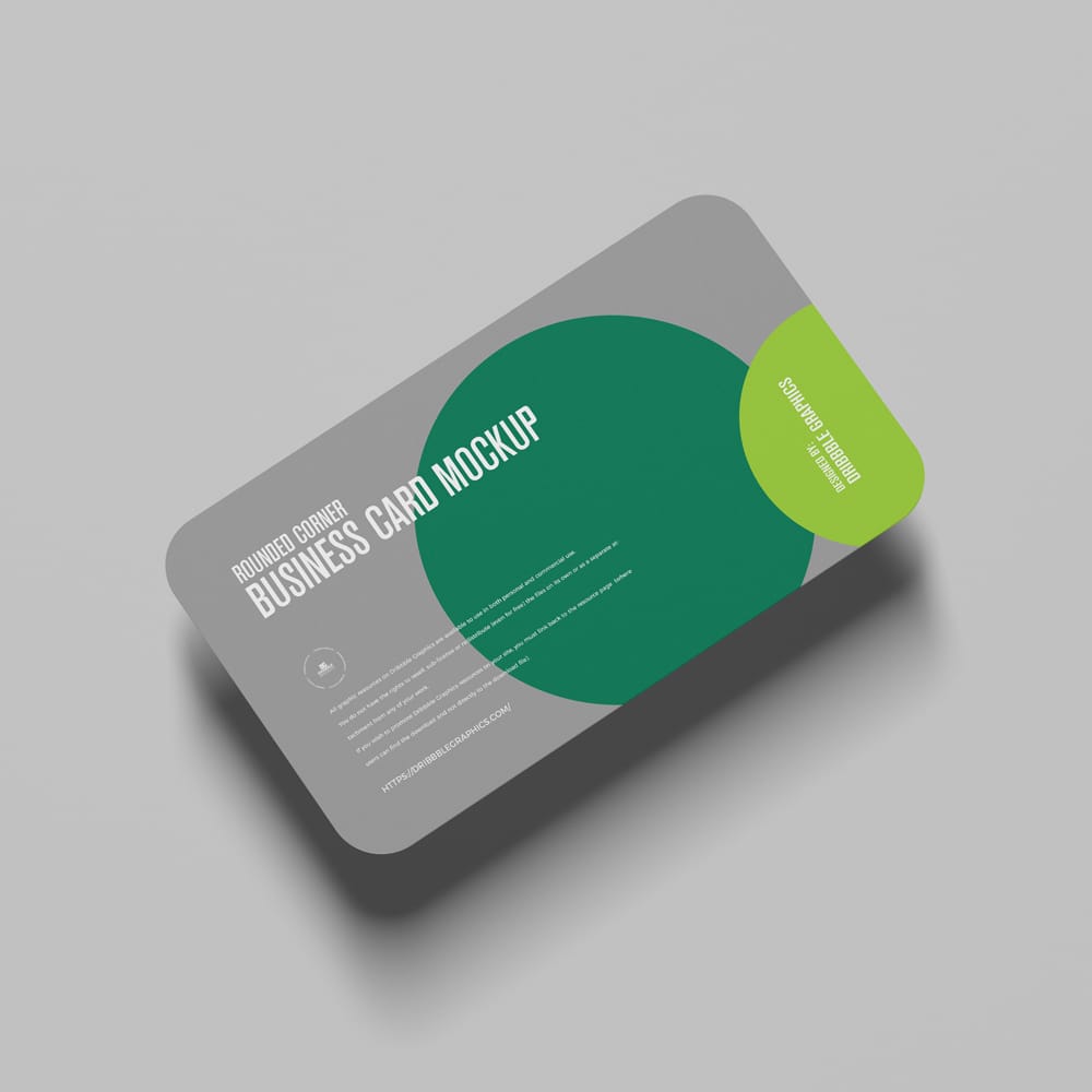 Free Realistic Rounded Corner Business Card Mockup PSD