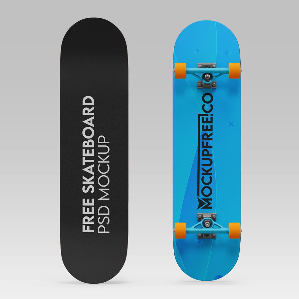 Free Realistic Skateboard Mockup PSD