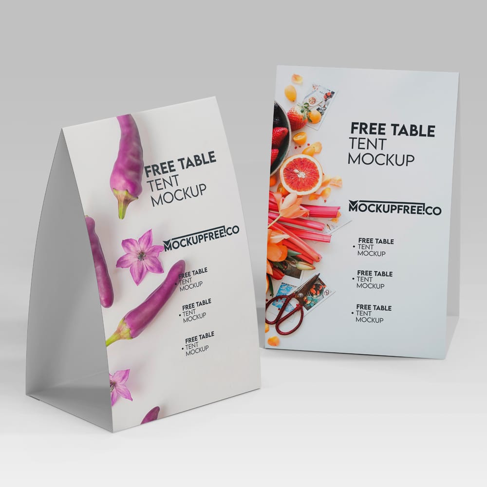 Free Realistic Table Tent Mockup PSD