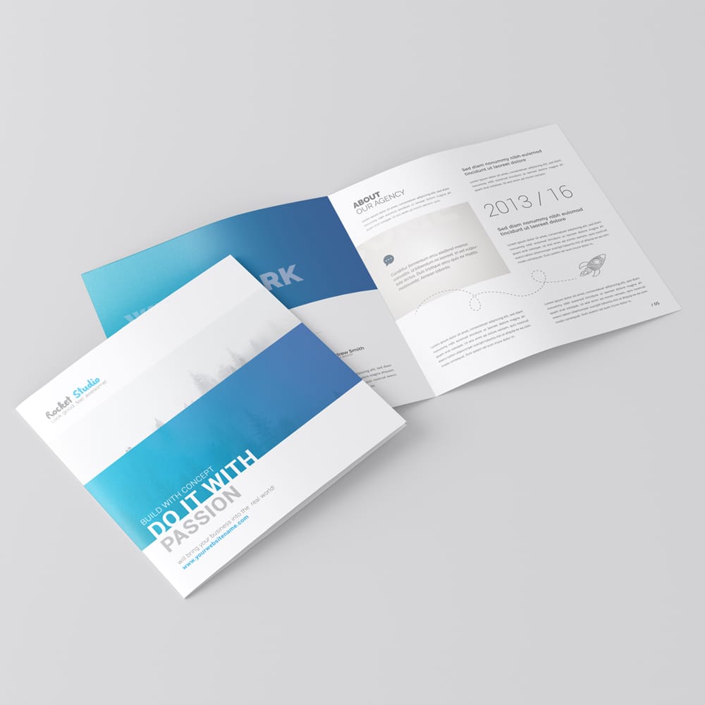 Free Square 2-Fold Brochure Mockup PSD