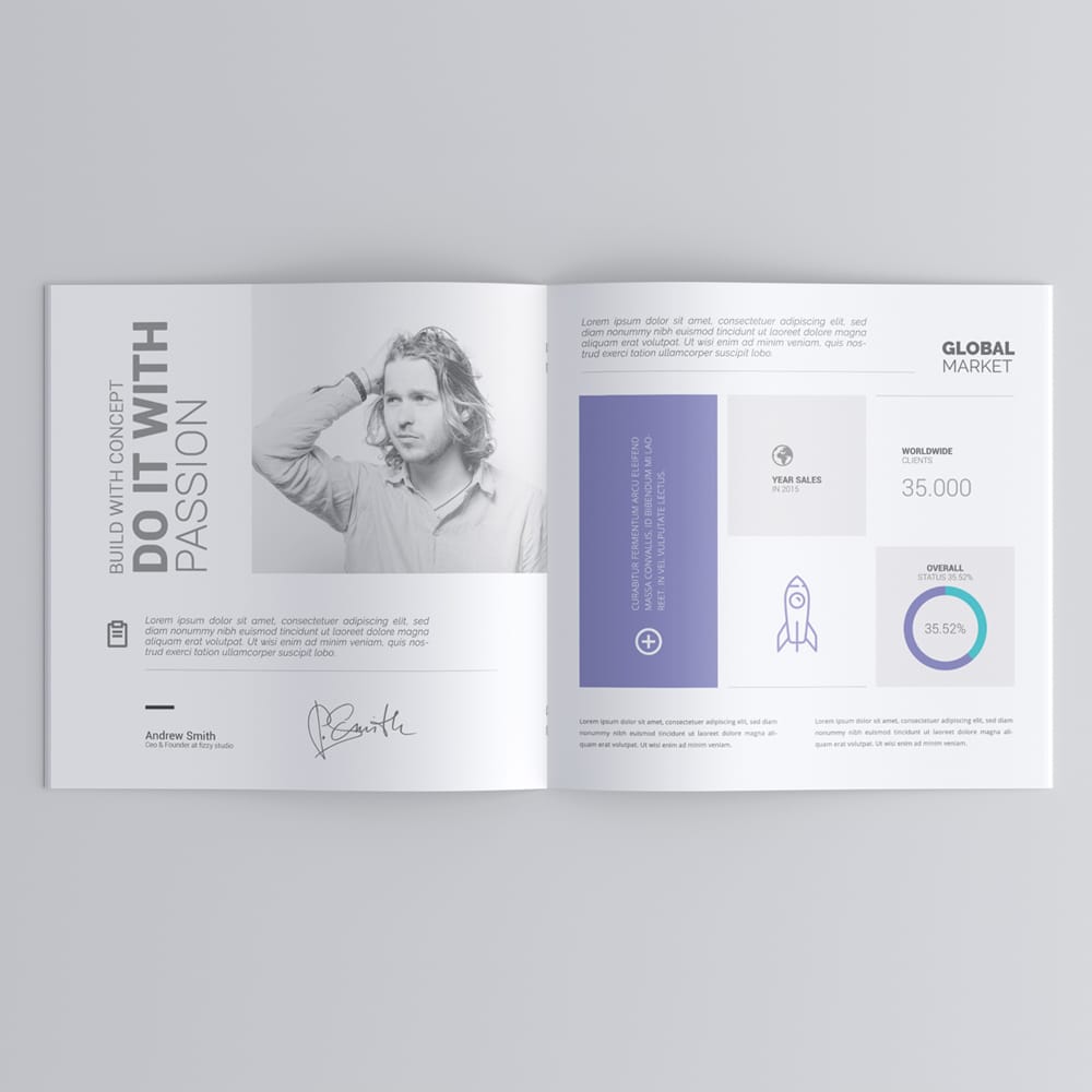 Free Square Brochure Catalog Mockup PSD