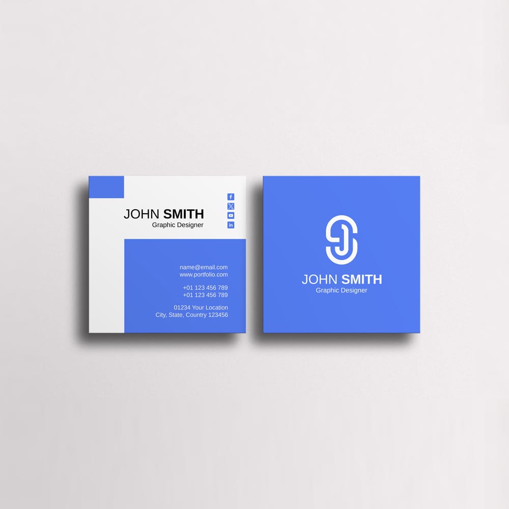 Free Square Business Card Mockup Template PSD