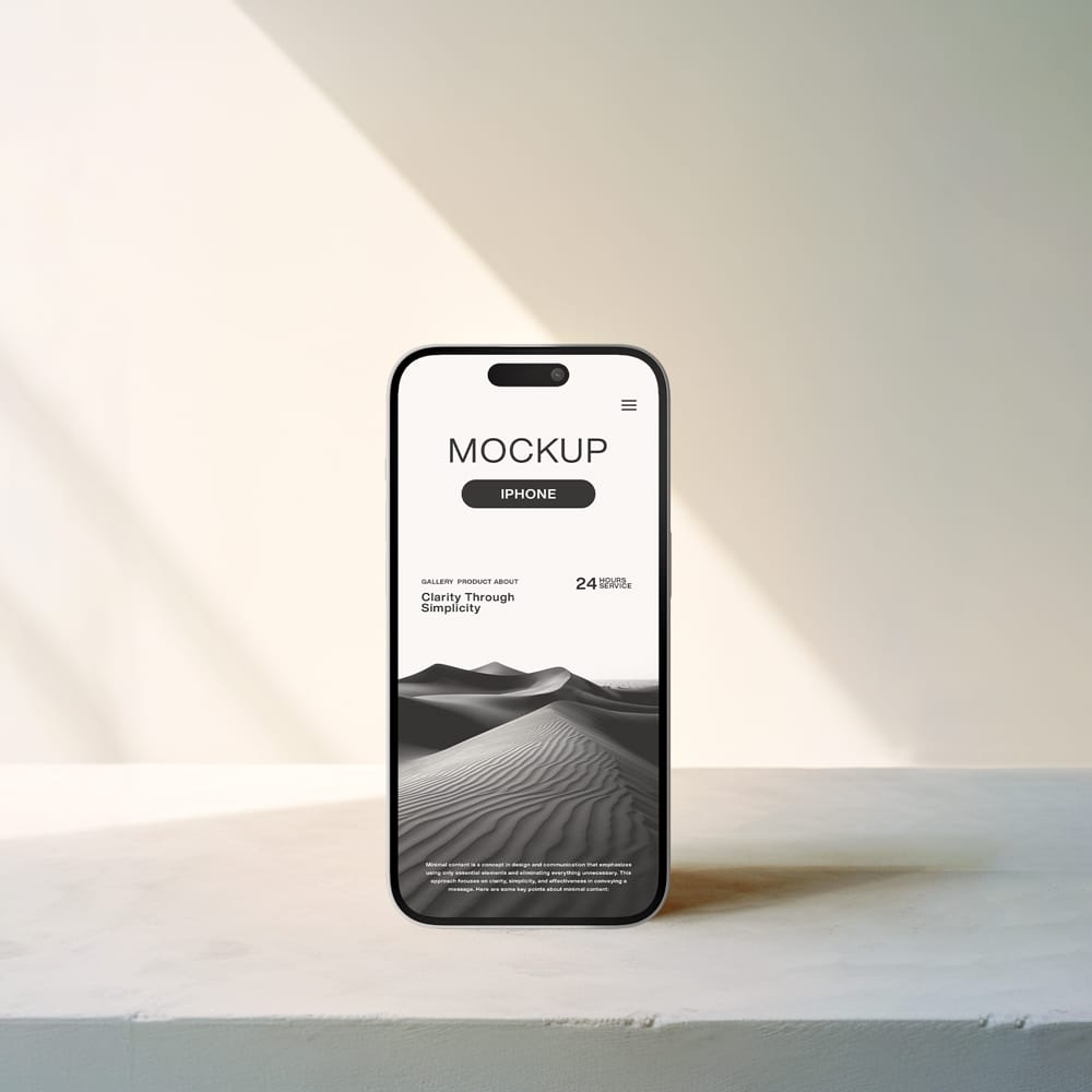 Free Stand iPhone Mockup With Shades Of Shadow PSD