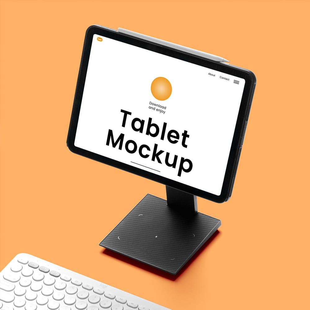 Free Tablet on Stand Mockup PSD