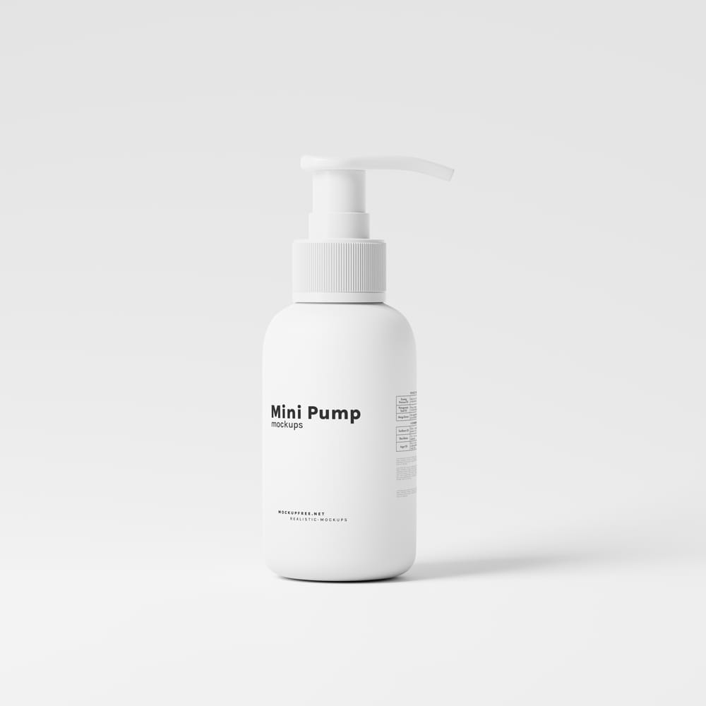 Free Travel Size Mini Pump Bottle Mockup PSD