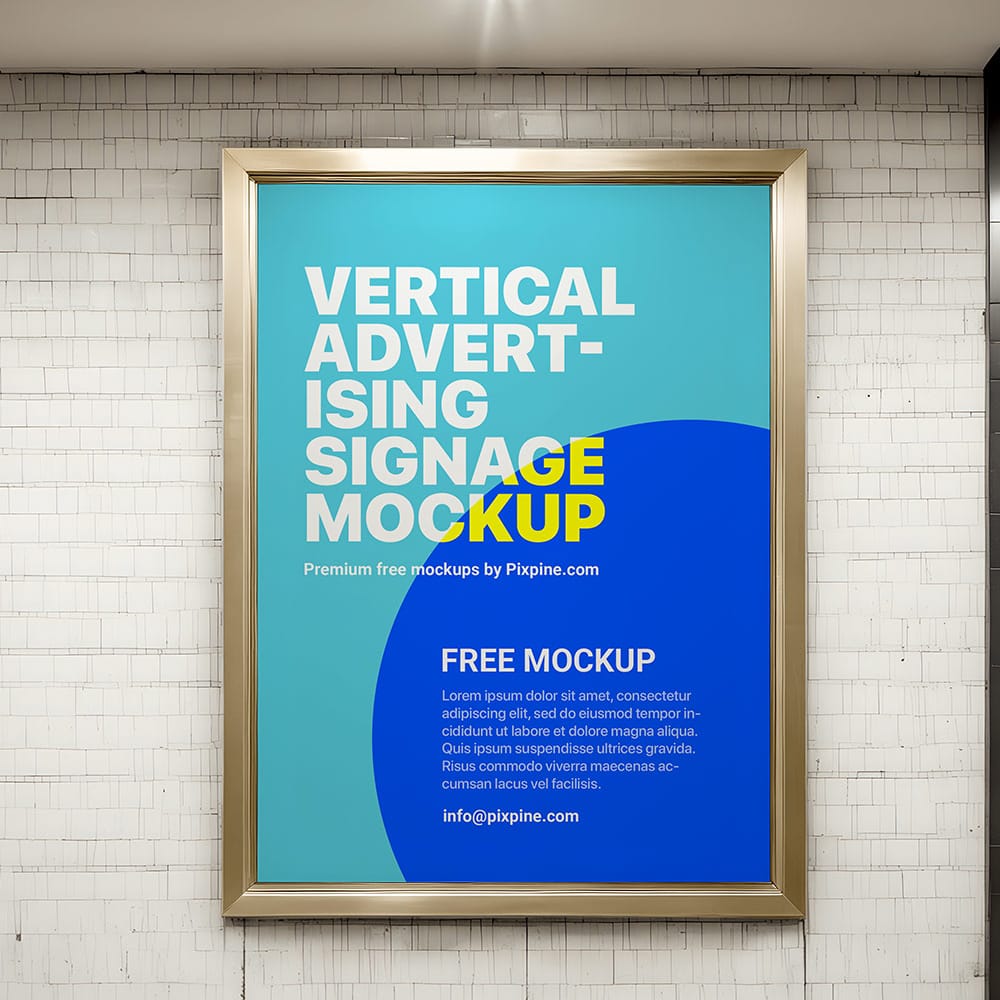 Free Vertical Advertising Signage Poster Mockup PSD