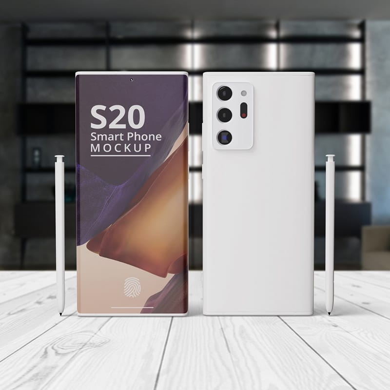 Galaxy S20 Smartphone Mockup PSD