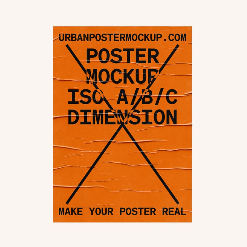 Glued Poster Paper Mockup PSD