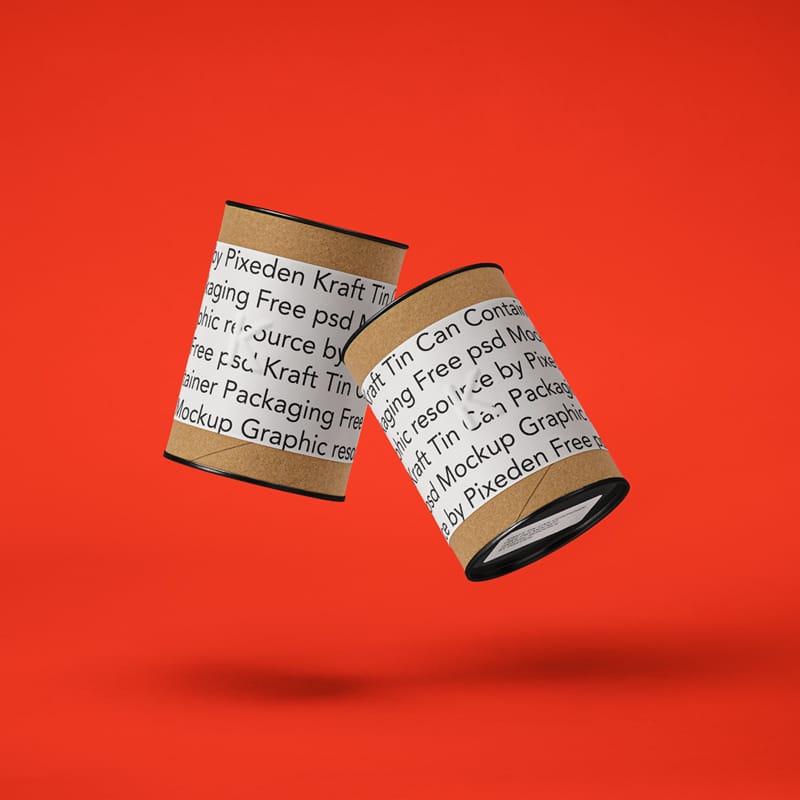 Kraft Container Tin Can Mockup PSD