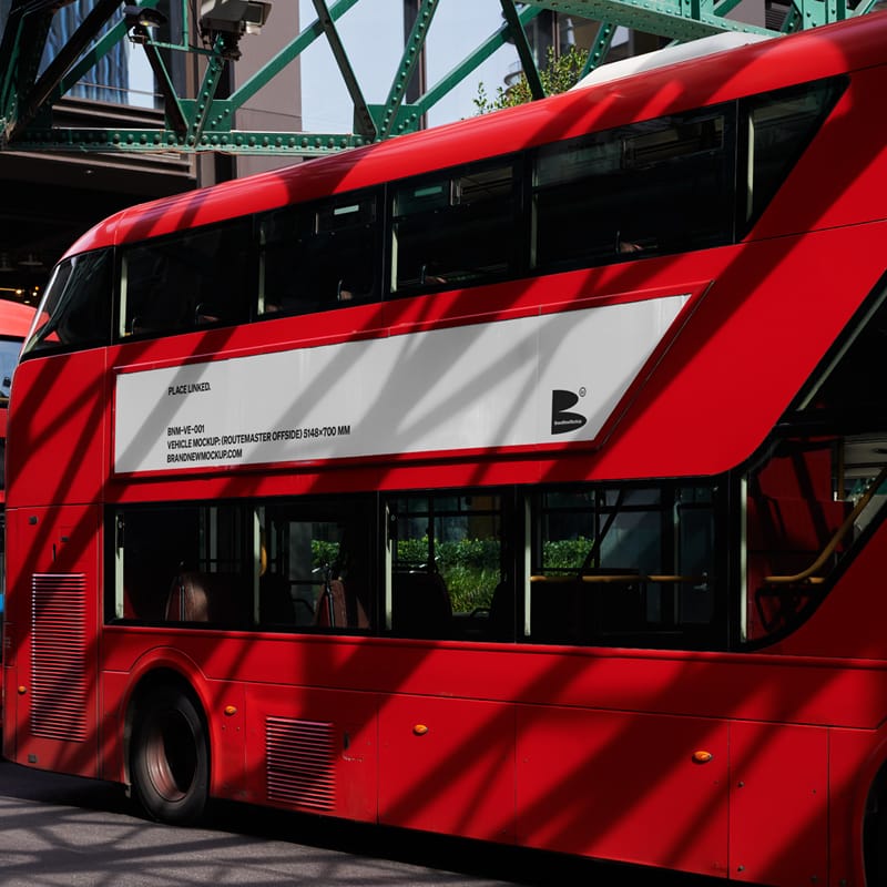 London Bus Vehicle Mockup PSD