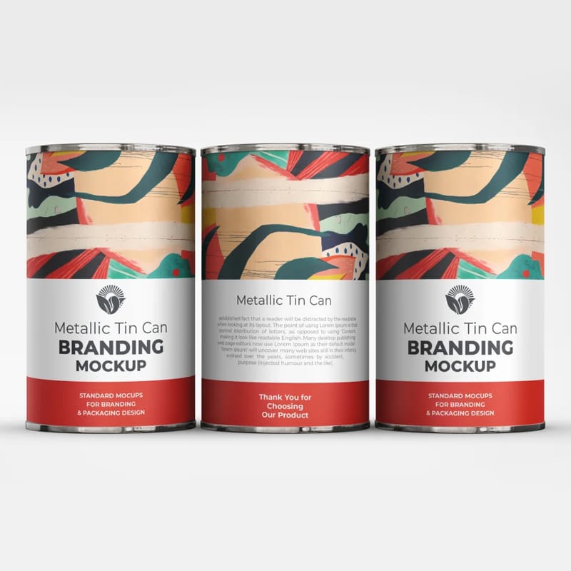 Metallic Tin Can Mockup PSD