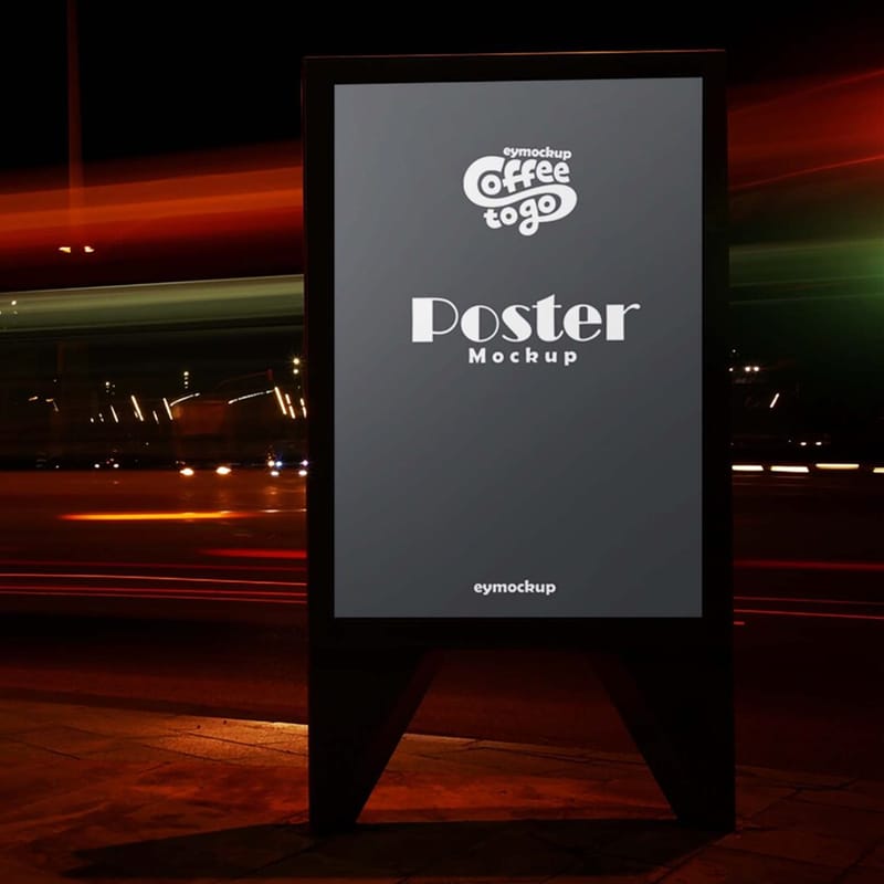 Night Light Poster Mockup PSD