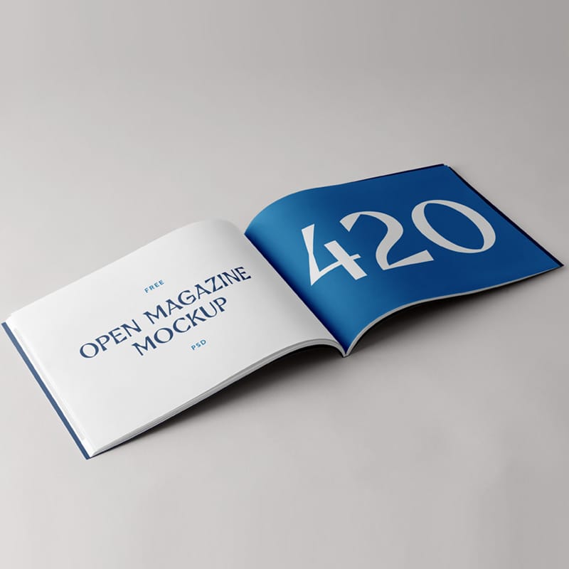 Open Horizontal Magazine Mockup PSD