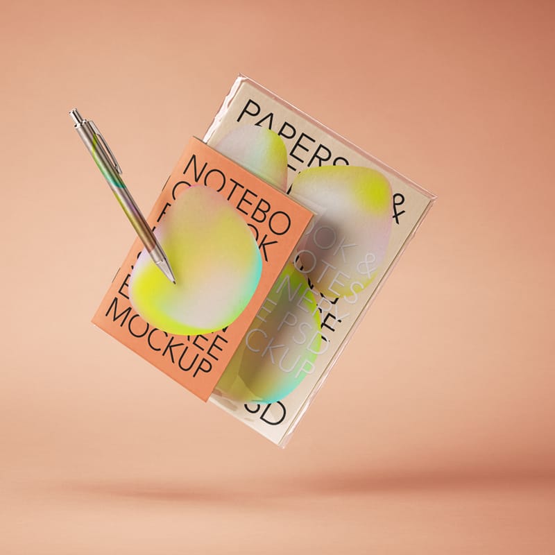 Paper Notes and Notebook Stationery Mockup PSD