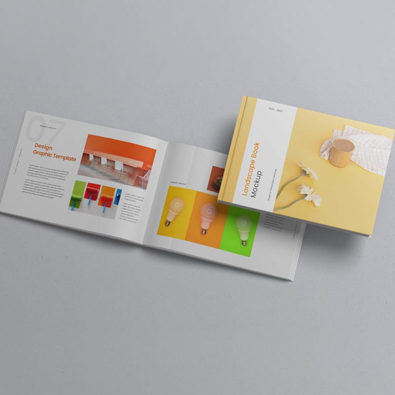 Realistic Landscape Book Mockup PSD